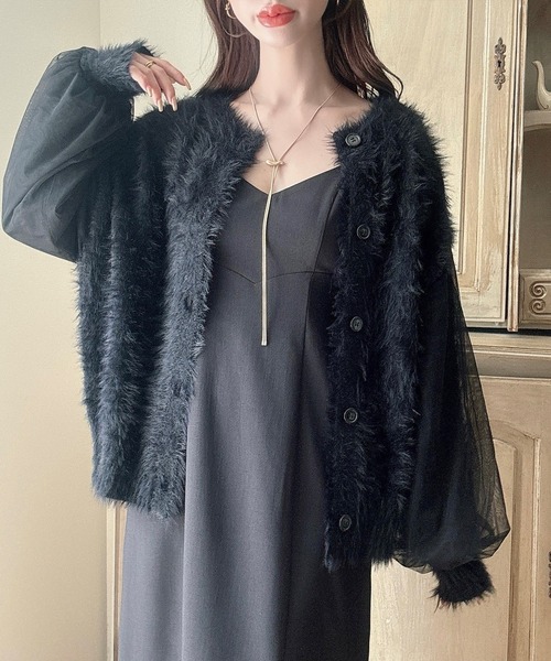 「Meiru」 ニットカーディガン MEDIUM アイボリー レディース_画像9