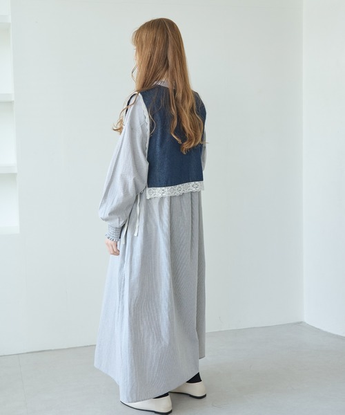 プリーツプリーズ　UPBEAT ストライプワンピース Crisp（クリスプ） ワンピース ワンポイントストライプワンピース