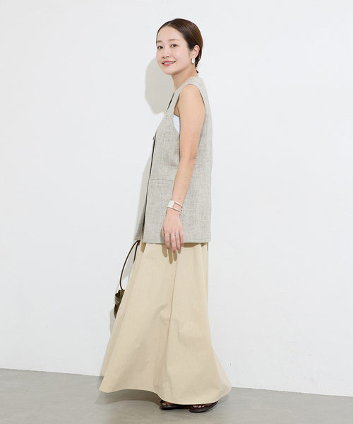 美品■ジャーナルスタンダード 洗える コットンフレアスカート ベージュ JOURNAL STANDARD スカート コットンナイロンフレアスカート