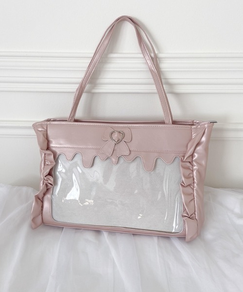トートバッグ リボンフェイクレザー痛バッグ ショルダーバッグ