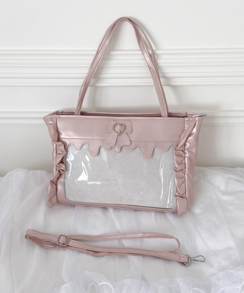 トートバッグ リボンフェイクレザー痛バッグ ショルダーバッグ