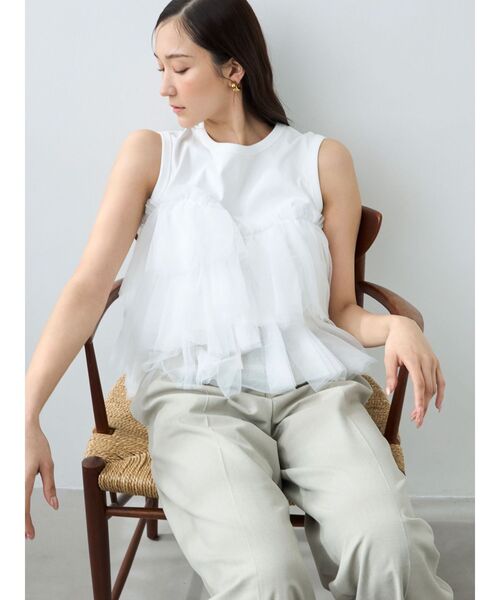 OUNNOUN tシャツ 「OUNNOUN」デザインペプラムタンクトップ