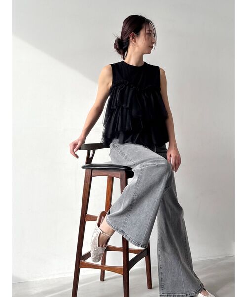 tシャツ 「OUNNOUN」デザインペプラムタンクトップ レディース OUNNOUN tシャツ 「OUNNOUN」デザインペプラムタンクトップ