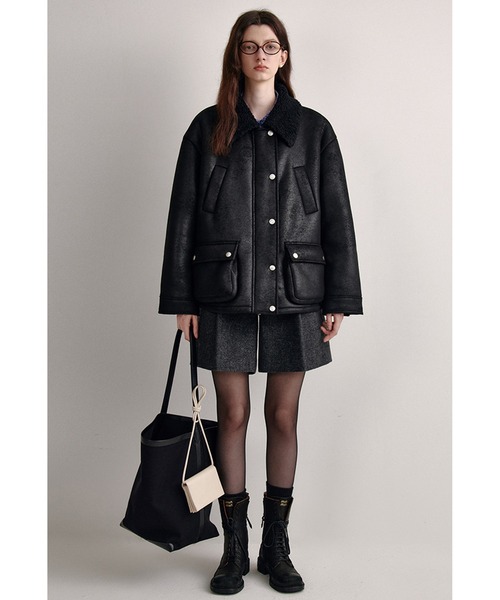 fano studios ダッフルコート　ムートンコート Fano Studios」 ムートンコート M ブラック レディース : ZOZOTOWN