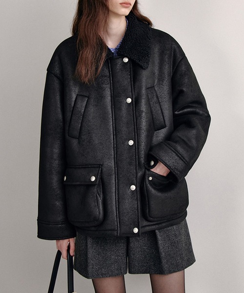 Fano ムートンコート　ダッフルコート Fano Studios」 ムートンコート M ブラック レディース : ZOZOTOWN