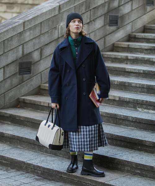 「BONLECILL」 ピーコート FREE チャコールグレー レディース_画像6