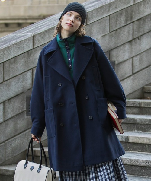 「BONLECILL」 ピーコート FREE チャコールグレー レディース_画像8