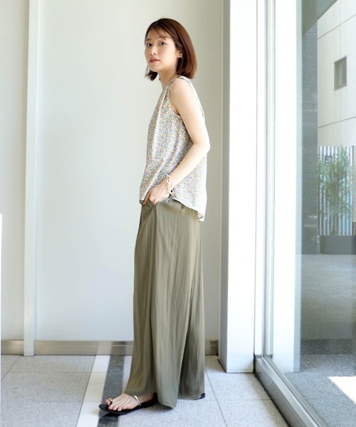 リバティノースリーブブラウス Jines ブラウス シャツ リバティプリント ノースリーブブラウス