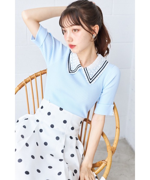ローブ付き。ニットビキニトップス＆レースパンツ セット rw0111 レースパフスリーブニットトップス[品番：MKSW0052170]｜RESEXXY