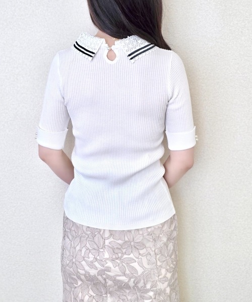 tocco closet ニット セーター 「ZOZO限定」ラインレース襟付き
