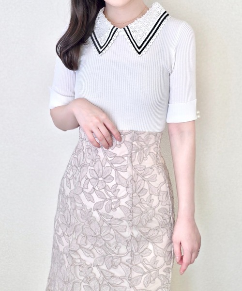 tocco closet ニット セーター 「ZOZO限定」ラインレース襟付き