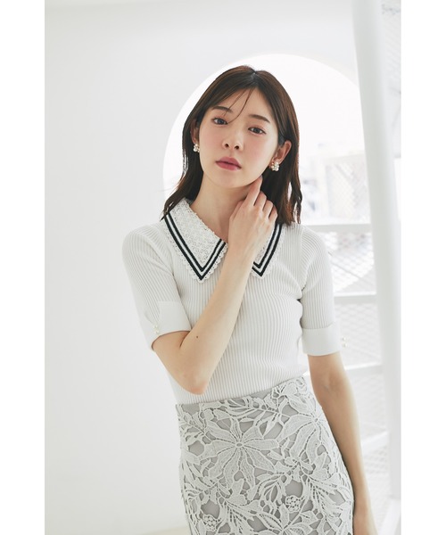 tocco closet ニット セーター 「ZOZO限定」2WAYラインレース襟付き