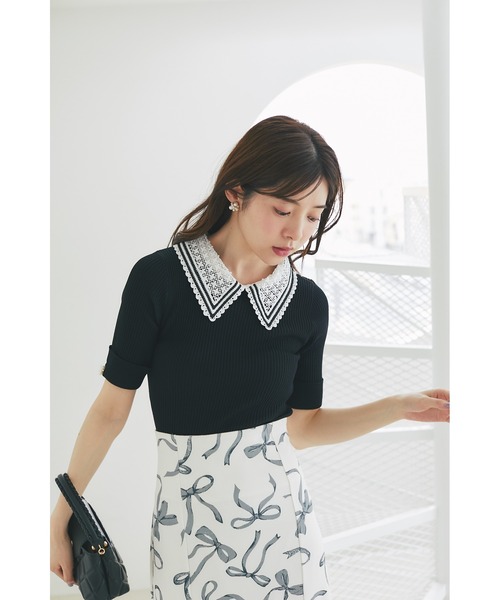 tocco closet ニット セーター 「ZOZO限定」ラインレース襟付き