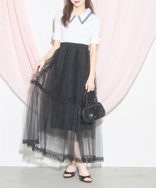tocco closet ニット セーター 「ZOZO限定」ラインレース襟付き