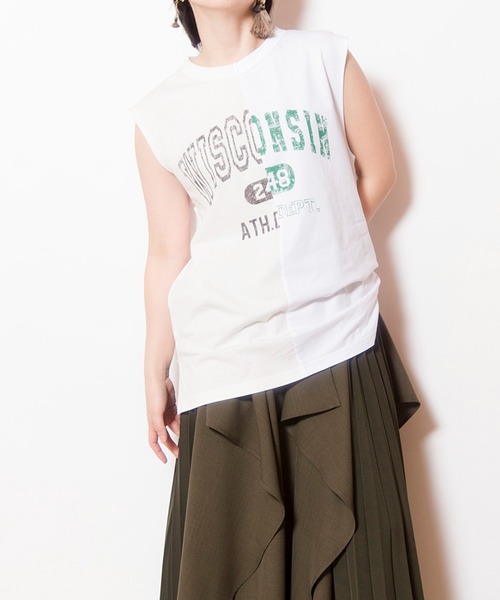 tシャツ 切替プリントタンクトップ レディース