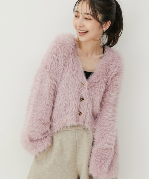 VIS（ビス） ニットカーディガン FREE ピンク レディース : ZOZOTOWN