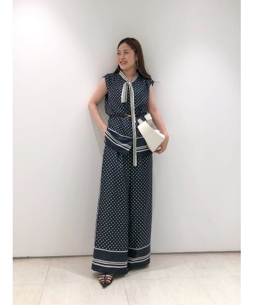allureville パンツ パネルドットプリントパンツ レディース