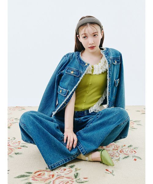 LILY BROWN ニット セーター 2wayレースフリルニットトップス