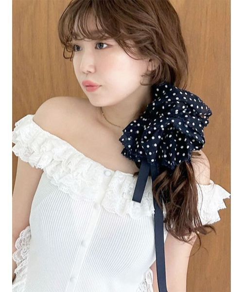 LILY BROWN ニット セーター 2wayレースフリルニットトップス