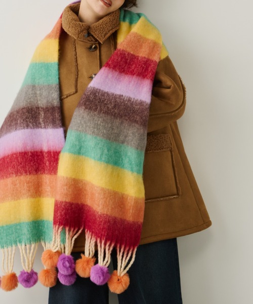Unitage（ユニテージ） マフラー ストール ポンポンカラフルマフラー