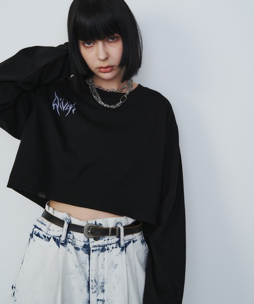 「AIVER」 長(zhǎng)袖カットソー LARGE ブラック レディース