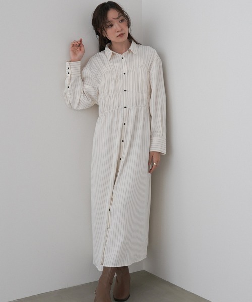 バーバリー　アイコンストライプのワンピース 2Y 20％off】バックリボンストライプワンピース(ブラウン) - seventen