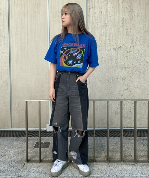 「Candy Stripper」 半袖Tシャツ 2 パープル レディース_画像9