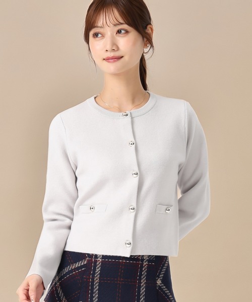 完売品【GIRL】メタルボタンモヘヤジャケット ホワイト Oggi 10月号掲載】MULLIN ／ ウールツイードメタルボタン