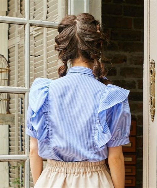 「axes femme POETIQUE」 半袖ブラウス MEDIUM グリーン レディース_画像3