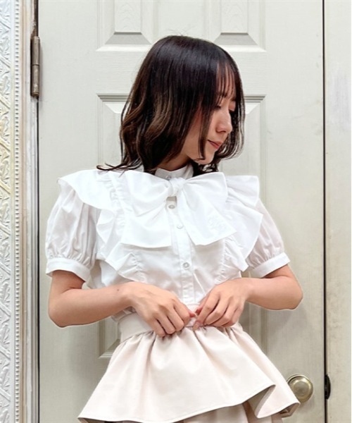 「axes femme POETIQUE」 半袖ブラウス MEDIUM グリーン レディース_画像4