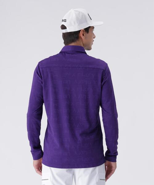 【パープル】凸凹PLAYロゴジャカード長袖ポロシャツ <PERFORMANCE> (MENS) PING（ピン） ポロシャツ 「PING APPAREL」凸凹PLAYロゴジャカード長袖