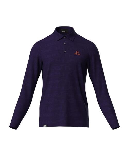 PING(ピン) ポロシャツ 「PING APPAREL」凸凹PLAYロゴジャカード長袖 PING(ピン) ポロシャツ 「PING APPAREL」凸凹PLAYロゴジャカード長袖