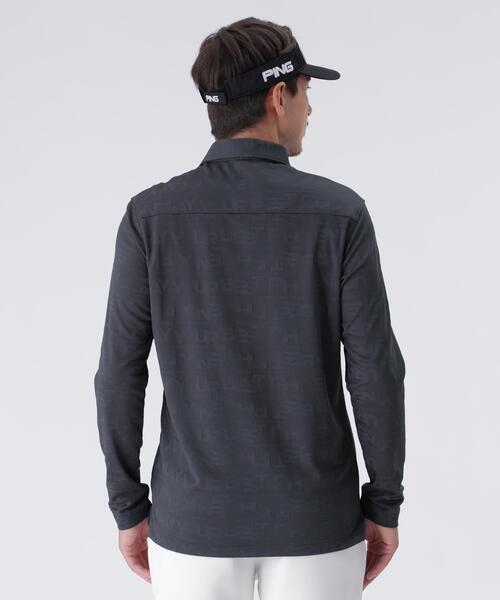 PING(ピン) ポロシャツ 「PING APPAREL」凸凹PLAYロゴジャカード長袖 PING(ピン) ポロシャツ 「PING APPAREL」凸凹PLAYロゴジャカード長袖