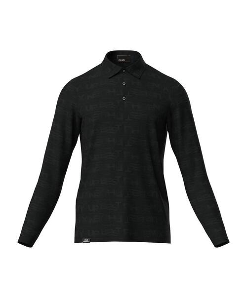 【グレー】凸凹PLAYロゴジャカード長袖ポロシャツ <PERFORMANCE> (MENS) PING（ピン） ポロシャツ 「PING APPAREL」凸凹PLAYロゴジャカード長袖
