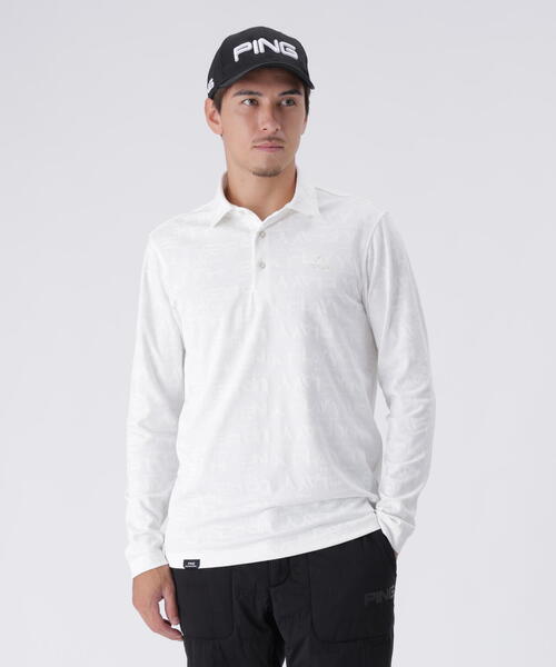 PING(ピン) ポロシャツ 「PING APPAREL」凸凹PLAYロゴジャカード長袖 PING(ピン) ポロシャツ 「PING APPAREL」凸凹PLAYロゴジャカード長袖