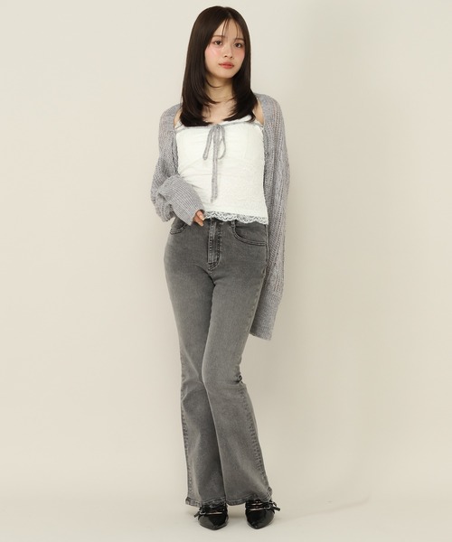 カップ付き キャミソール カップ付き総レースキャミ　605967 | Heather | 07