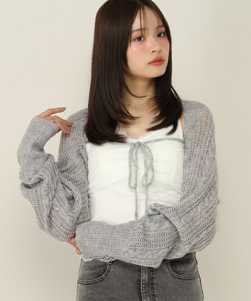 カップ付き キャミソール カップ付き総レースキャミ　605967 | Heather | 03