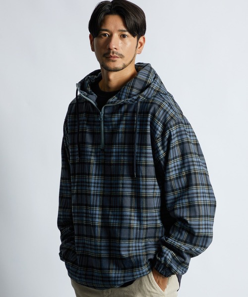 LANVIN en Bleu シャツ チェックシャツパーカー フードシャツ シャツ