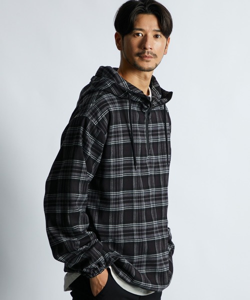 LANVIN en Bleu シャツ チェックシャツパーカー フードシャツ シャツ