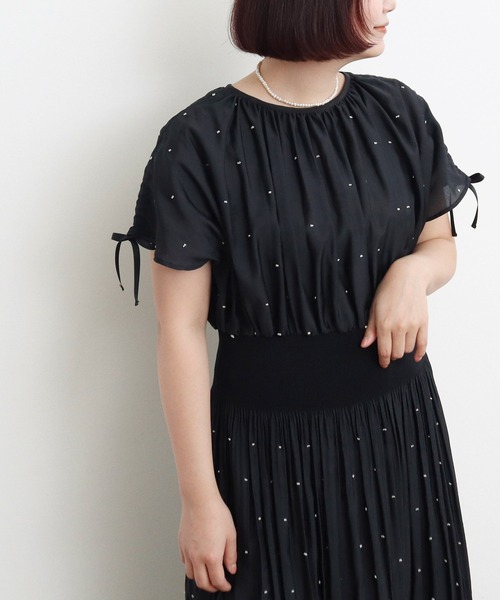 CHILD WOMAN ワンピース シャーリングDOTジャカード フレンチ