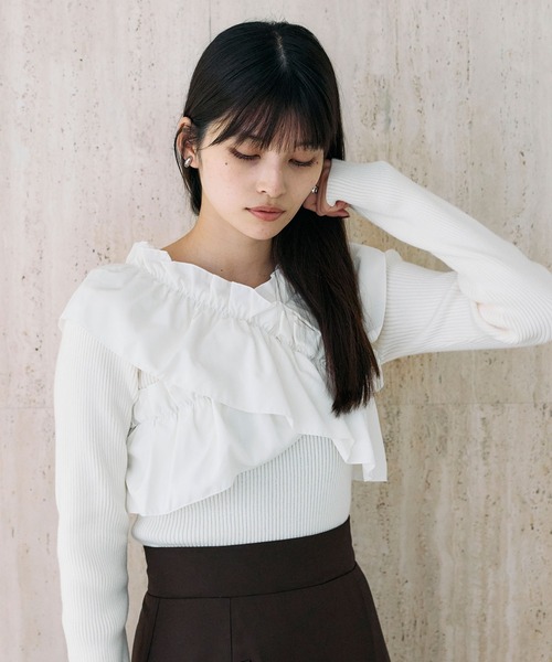 &. NOSTALGIA（ノスタルジア） ニット セーター クロスフリルニット