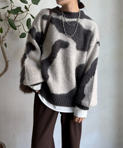 DouDou（ドゥドゥ） ニット セーター 「WEB限定」ニュアンス柄起毛プル