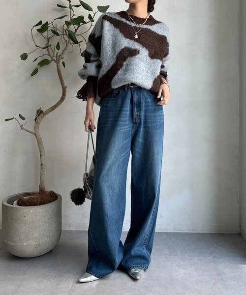 DouDou（ドゥドゥ） ニット セーター 「WEB限定」ニュアンス柄起毛プル