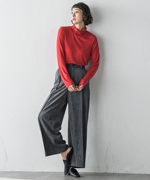 ラエフ（la．f．．．）/コーデュロイワイドパンツ≪洗濯機で洗える≫ la.f（ラ・エフ） パンツ コーデュロイワイドパンツ「洗濯機で