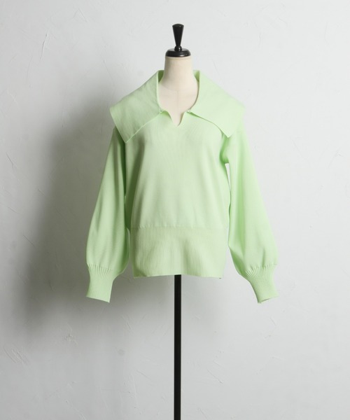 「&. NOSTALGIA」 長袖ニット FREE ネイビー レディース_画像2