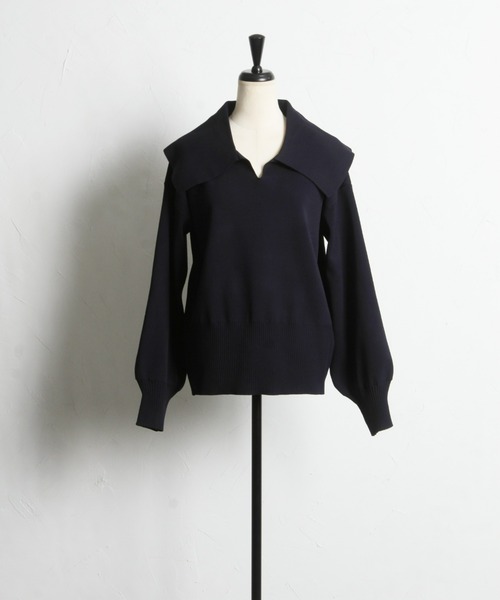 「&. NOSTALGIA」 長袖ニット FREE ネイビー レディース_画像3