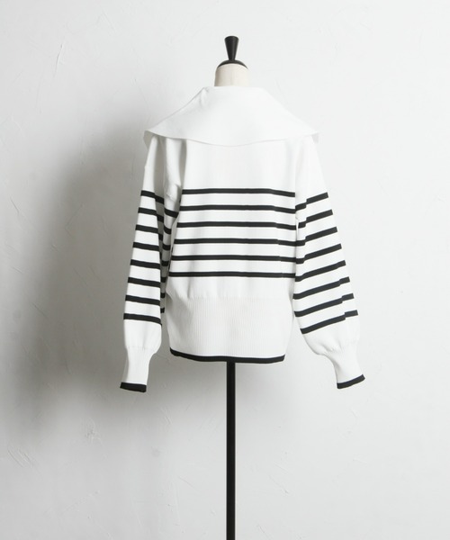 「&. NOSTALGIA」 長袖ニット FREE ネイビー レディース_画像6