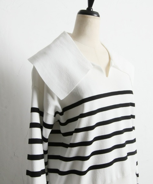 「&. NOSTALGIA」 長袖ニット FREE ネイビー レディース_画像9