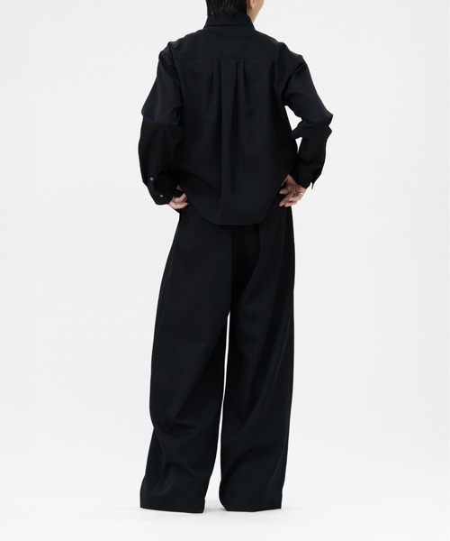 オ*バ様 LAPIIS HEAVY WOOL GABARDINE DOUBLE LAPIIS スラックス HEAVY WOOL GABARDINE BOX TUCK TROUSERS メンズ