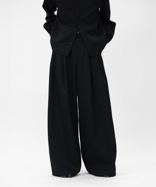 LAPIIS スラックス HEAVY WOOL GABARDINE OVER WIDE TUCK TROUSERS